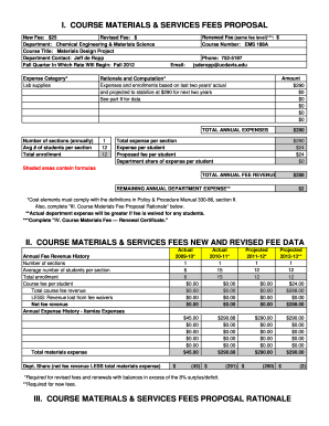 Course Materials Fee Proposal