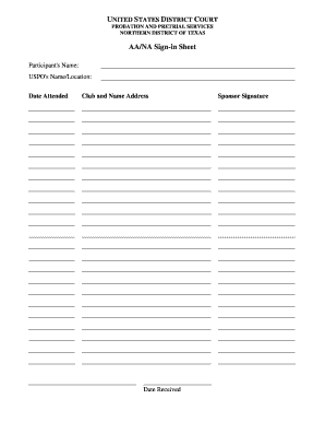 aa sign in sheet