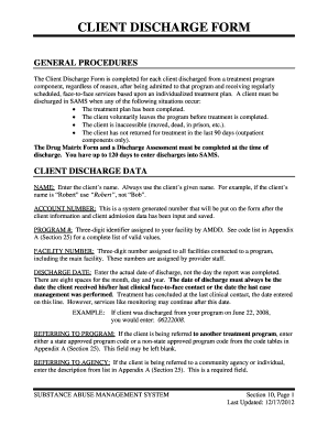 Client Discharge Form