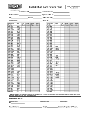 Euclid Shoe Core Return Form