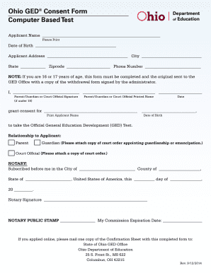 Ohio GED Consent Form