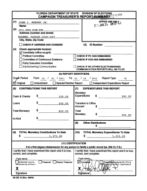 Florida Campaign Treasurer's Report