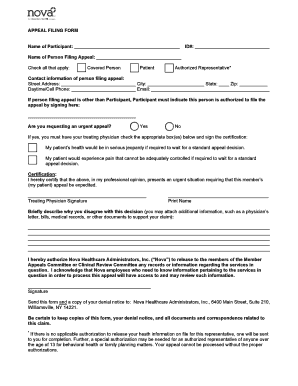 Appeal Filing Form