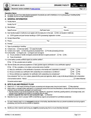Organic Facility Registration Form