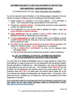 Tennessee Order of Protection Petition