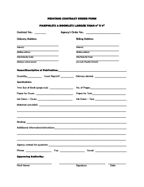 Printing Contract Order Form