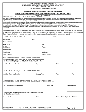 Navy Medicine Provider Credentialing Form