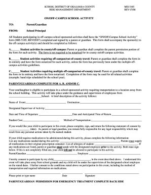 Okaloosa County Off-Campus School Activity Form