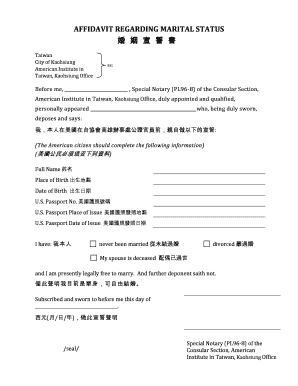 Affidavit Regarding Marital Status