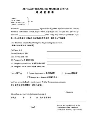 Affidavit Regarding Marital Status
