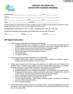 Financial Aid Appeal for Satisfactory Academic Progress