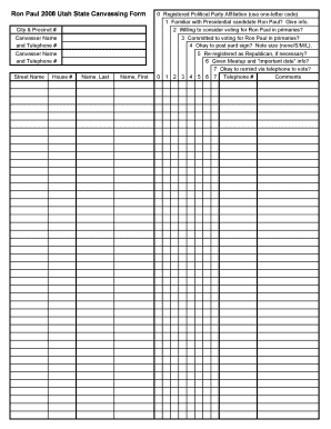 Ron Paul 2008 Utah State Canvassing Form