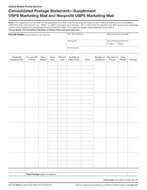 USPS Consolidated Postage Statement Supplement