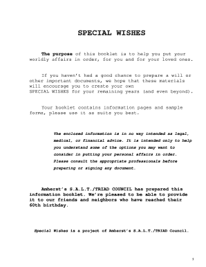 Special Wishes Booklet