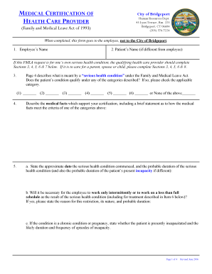 Family and Medical Leave Act Certification Form