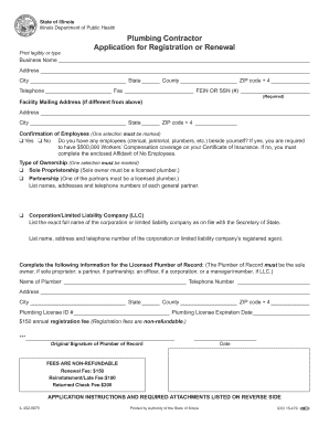 Illinois Plumbing Contractor Registration Application