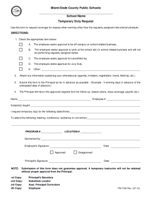 Temporary Duty Request Form