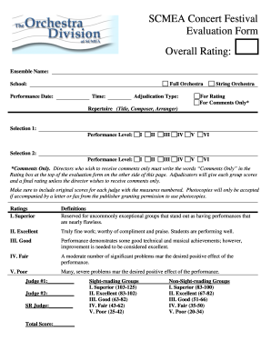 SCMEA Concert Festival Evaluation Form