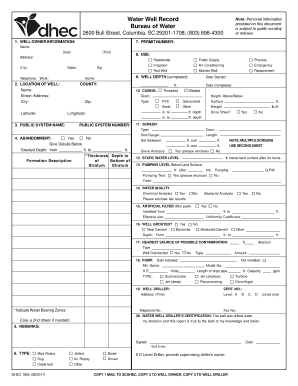 South Carolina Water Well Record