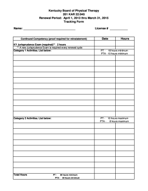 Kentucky Physical Therapy License Renewal Form