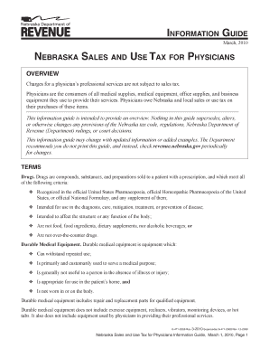 Fillable Online Information guide nebraska sales and use tax for ...