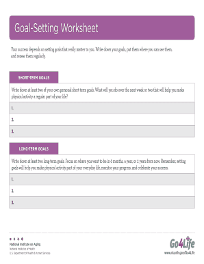 Goal Setting Worksheet - Go4Life - National Institutes of Health