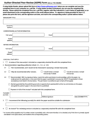 Author-Directed Peer-Review Form