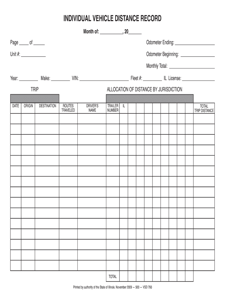 Individual Vehicle Distance Record Fill Online Printable Fillable Blank Pdffiller