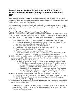 Procedures for Adding Blank Pages to NRPM Reports Without - nature nps