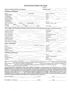 Application to rent or lease - Marshall & Co Property Management