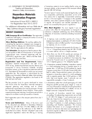DOT F 5800.2 Hazardous Materials Registration Form