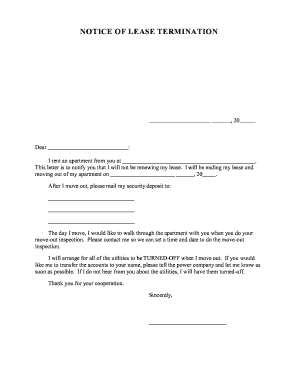 Sample Lease Termination Letter From Landlord To Tenant from www.pdffiller.com