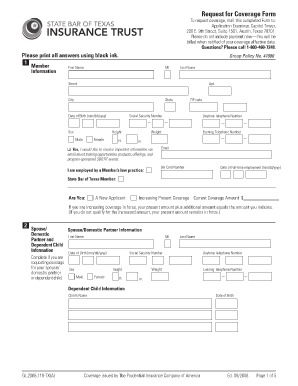 Request for Coverage Form