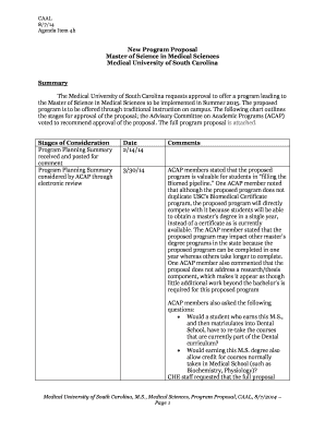 New Program Proposal Master of Science in Medical Sciences - che sc