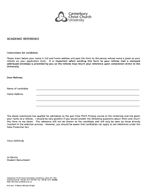 Academic Reference Form