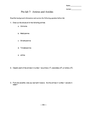 Pre-lab 7: Amines and Amides