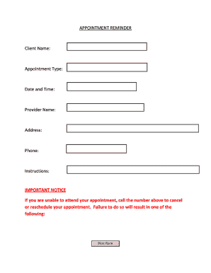Appointment Reminder Form