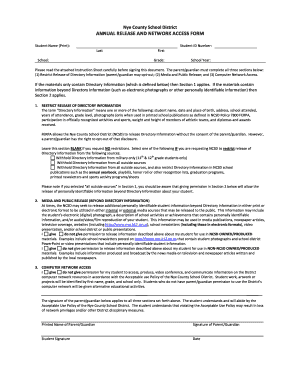 Nye County School District Annual Release and Network Access Form
