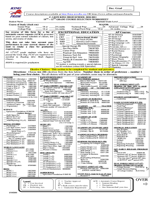 Course Selection Worksheet
