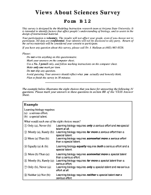 Views About Sciences Survey Form B 12