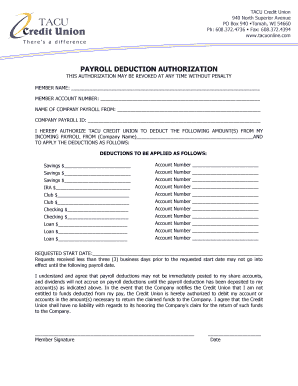 Payroll Deduction Authorization