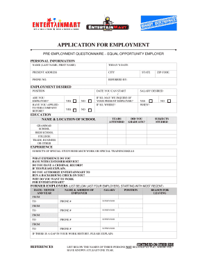 Employment Application Form