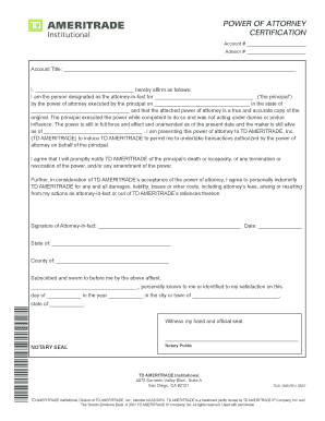 Power of Attorney Certification