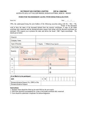 Dematerialisation Request Form