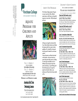Purchase College Aquatics Program Registration Form