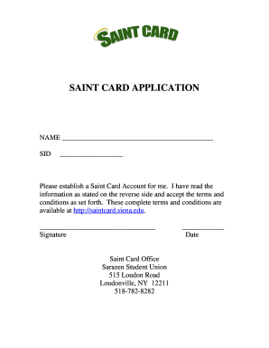 Saint Card Application and Agreement