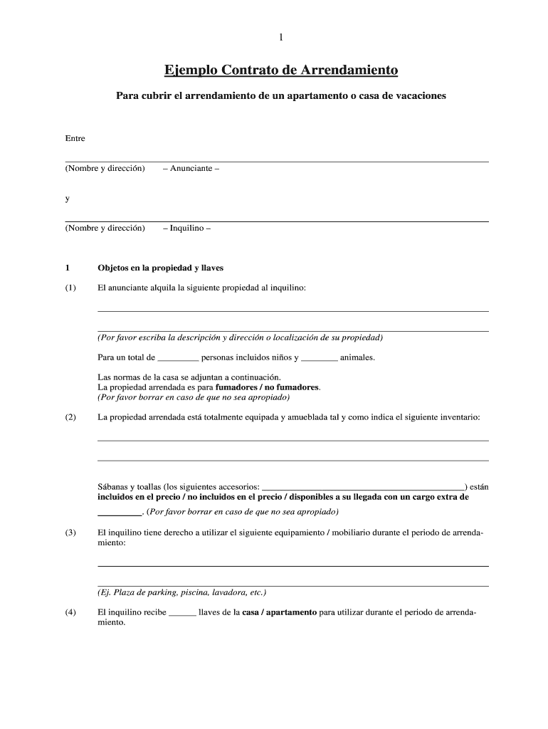 Ejemplo Contrato de Arrendamiento - HomeAway - homeaway Vista previa en la página 1