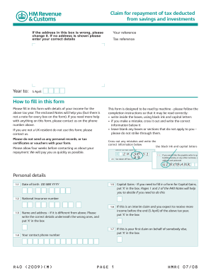 UK Tax Repayment Claim Form R40