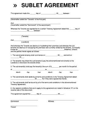 Sublet Agreement