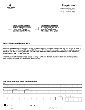 Financial Statements Request Form